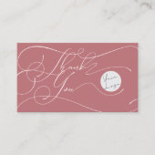 Elegant Script Logo Thank You Small Branding Pink Visitekaartje (Voorkant)