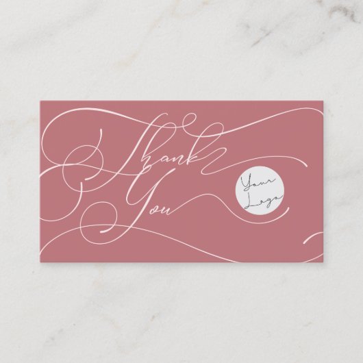 Elegant Script Logo Thank You Small Branding Pink Visitekaartje (Voorkant)