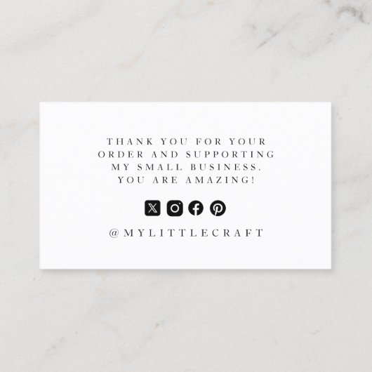 Elegant Script Logo Thank You Small Branding Visitekaartje (Achterkant)