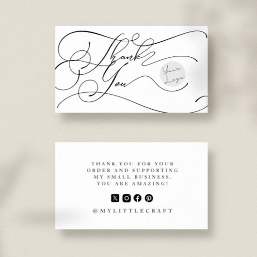 Elegant Script Logo Thank You Small Branding Visitekaartje