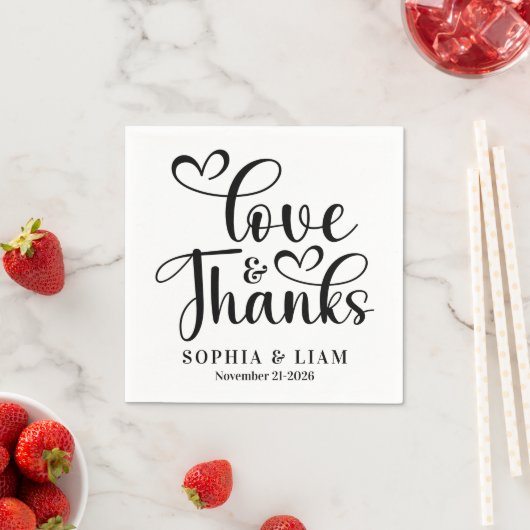 Elegant Script Love and Thanks Wedding Servet (Insitu)