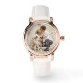Elegant Script "Love" Custom Photo Horloge (Voorkant)