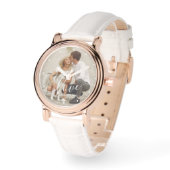 Elegant Script "Love" Custom Photo Horloge (Hoek)