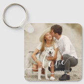 Elegant Script "Love" Custom Photo Sleutelhanger (Voorkant)