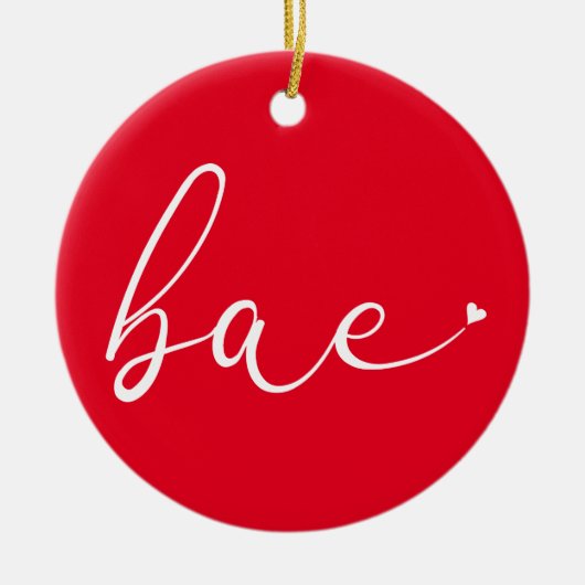 Elegant Script Love Heart Bae Definition Keramisch Ornament (Voorkant)