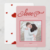 Elegant Script Love Heart Valentijnsdag Foto Feestdagenkaart (Voorkant / Achterkant)