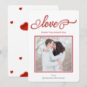Elegant Script Love Heart Valentijnsdag Foto Feestdagenkaart (Voorkant / Achterkant)