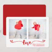 Elegant Script Love Hearts Valentijnsdag Foto Feestdagenkaart (Voorkant / Achterkant)