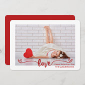 Elegant Script Love Hearts Valentijnsdag Foto Feestdagenkaart (Voorkant / Achterkant)