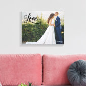 Elegant Script Love Huwelijksfoto Wandkunst Canvas Afdruk (Insitu (Woonkamer))