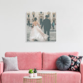 Elegant Script Love Mr Mrs Custom Wedding Photo Canvas Afdruk (Insitu (Woonkamer))