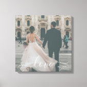 Elegant Script Love Mr Mrs Custom Wedding Photo Canvas Afdruk (Voorkant)