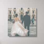 Elegant Script Love Mr Mrs Custom Wedding Photo Canvas Afdruk (Voorkant)
