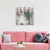 Elegant Script Love Mr Mrs Custom Wedding Photo Canvas Afdruk (Insitu (Woonkamer))