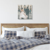 Elegant Script Love Mr Mrs Custom Wedding Photo Canvas Afdruk (Insitu (Slaapkamer))