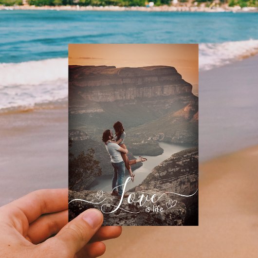 Elegant Script Love Photo Holiday Kaart