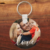 Elegant Script Love Photo Sleutelhanger (Voorkant)