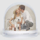Elegant Script "Love" Photo Snow Globe Sneeuwbol (Voorkant)