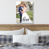 Elegant Script Love Photo Wedding Anniversary Gift Canvas Afdruk (Insitu (Slaapkamer))