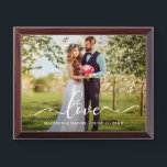 Elegant Script Love Weddending Photo Plaque Troffee Gedenkplaat<br><div class="desc">Love Elegant Script Weduwfoto Plaque</div>