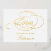 Elegant Script "Love" Weddenschap Hartelijk dank Folie Uitnodiging Briefkaart (Voorkant)