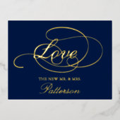 Elegant Script "Love" Weddenschap Hartelijk dank Folie Uitnodiging Briefkaart (Voorkant)