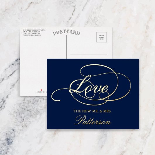 Elegant Script "Love" Weddenschap Hartelijk dank Folie Uitnodiging Briefkaart