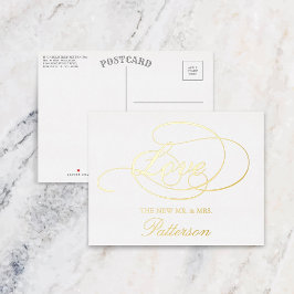 Elegant Script "Love" Weddenschap Hartelijk dank Folie Uitnodiging Briefkaart