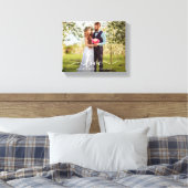 Elegant Script Love Wedding Bride and Groom Photo Canvas Afdruk (Insitu (Slaapkamer))