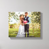Elegant Script Love Wedding Bride and Groom Photo Canvas Afdruk (Voorkant)