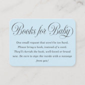 Elegant Script Lt. Blue Baby Shower Books For Baby Informatiekaartje (Voorkant)