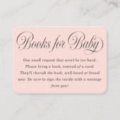 Elegant Script Lt. Pink Baby Shower Books For Baby Informatiekaartje (Voorkant)