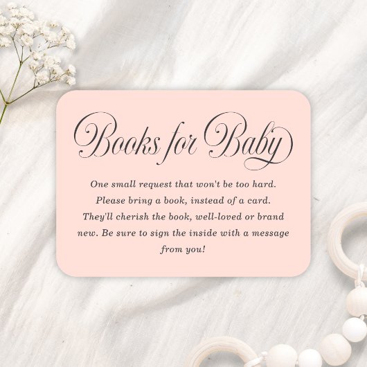 Elegant Script Lt. Pink Baby Shower Books For Baby Informatiekaartje