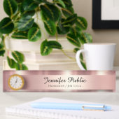 Elegant Script Luxe Rose Goud Met Klok Naambordje