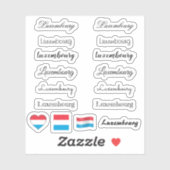 Elegant script Luxemburg & Vlag /name Set Sticker (Vel)