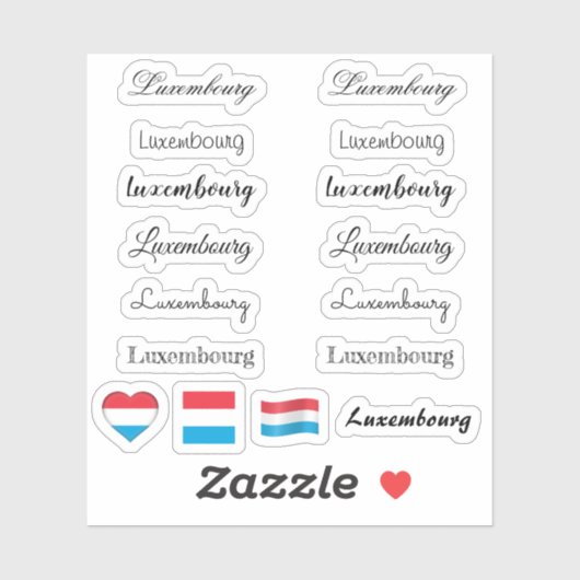 Elegant script Luxemburg & Vlag /name Set Sticker (Vel)