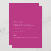 Elegant Script Magenta Verloving Invitation Kaart (Voorkant / Achterkant)