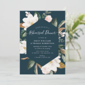 elegant script magnolia bloemen repetitief diner kaart (Staand voorkant)