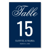 Elegant Script Marine Blauw Bruiloft Kaart (Achterkant)