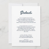 Elegant Script Marine Blauw en Wit Modern Wedding Kaart (Achterkant)