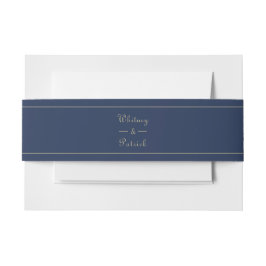 Elegant Script Marine Blauw & Goud Bruiloft Uitnod Uitnodigingen Wikkel