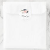 Elegant script marine blos bloemenbruiloft bedankt ronde sticker (Tas)