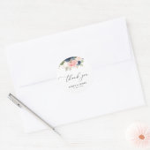 Elegant script marine blos bloemenbruiloft bedankt ronde sticker (Envelop)
