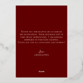 Elegant Script Maroon Gold Photo Afstuderen Folie Uitnodiging (Achterkant)