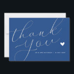 Elegant script Marseille bleu bruiloft Bedankkaart<br><div class="desc">Een moderne trouwbedankkaart met een prachtig wit script op marseille bleu kleur. Voeg een persoonlijke bedankboodschap toe aan uw gasten.</div>