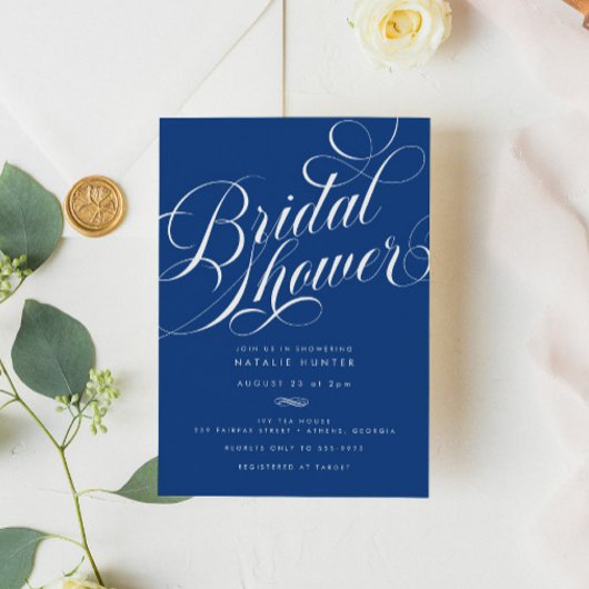 Elegant Script Marseille Bleu Vrijgezellenfeest Kaart