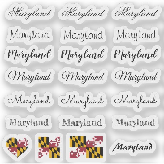 Elegant script Maryland & Maryland Flag /name Set Sticker (Voorkant)