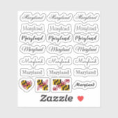 Elegant script Maryland & Maryland Flag /name Set Sticker (Vel)