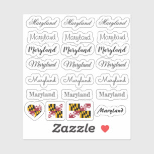 Elegant script Maryland & Maryland Flag /name Set Sticker