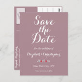 Elegant Script Mauve Bruiloft Bewaar de datum Briefkaart (Voorkant / Achterkant)